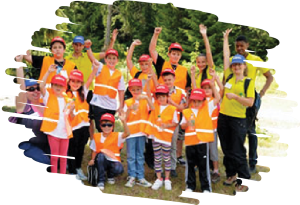 Lucky Kids group in forest